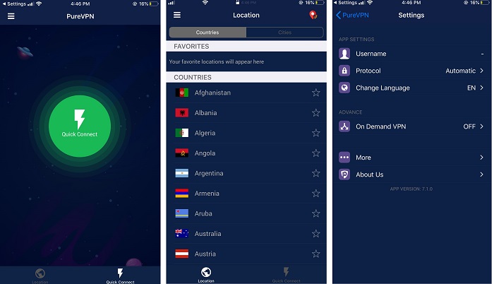PureVPN-ios-interface