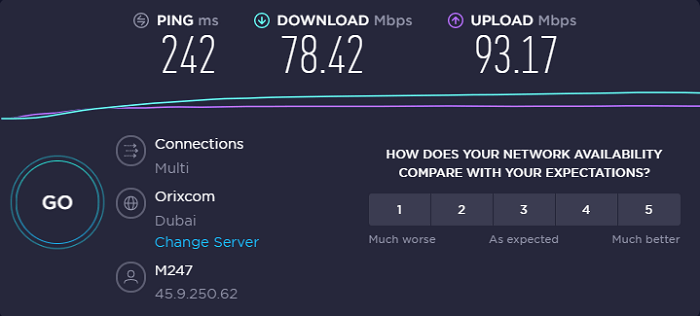 pia-vpn-speed-test-result-UAE-in-USA