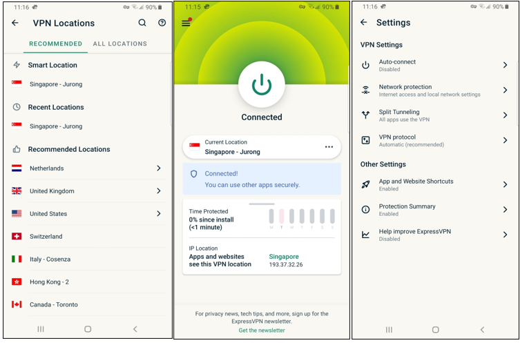 ExpressVPN-Android-app-interface-in-USA