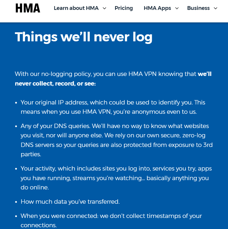 hma-no-logs-policy-in-USA