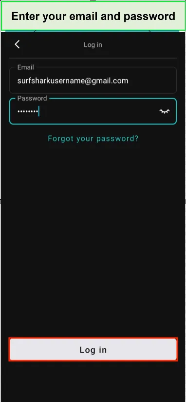 email-and-password-to-log-into-surfshark-on-android-in-USA