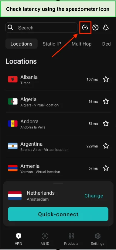 tap-speedometer-icon-on-surfshark-android-app-in-USA