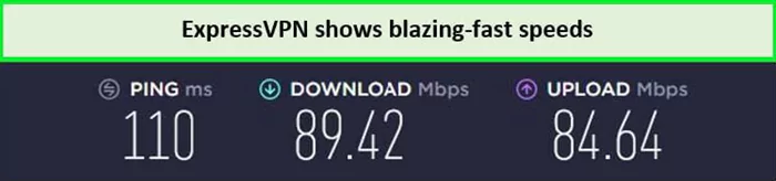 ExpressVPN speed test results on PS4, proving high-speed connections for gaming.