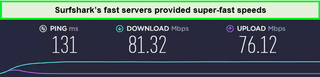 surfshark-speed-test-after-getting-indian-ip-address-in-USA