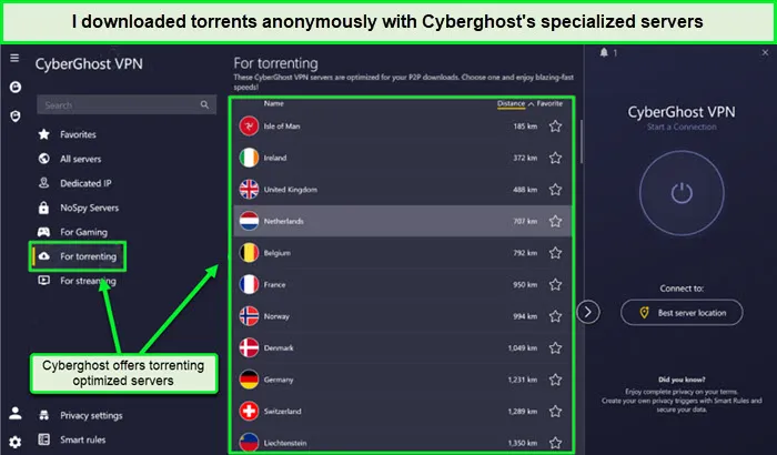 CyberGhost-torrenting-optimized-servers