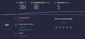 privatevpn-speed-test-result-Austria-server