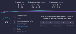privatevpn-speed-test-result-Denmark-server