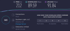 privatevpn-speed-test-result-USA-Atlanta-server