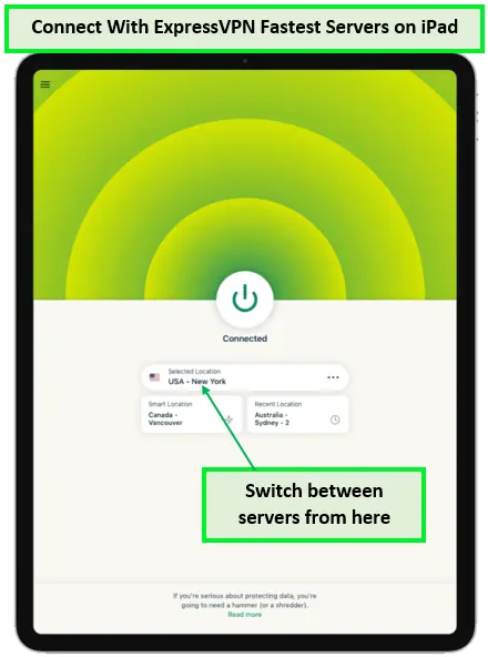 ExpressVPN-server-connected-on-iPad-in-USA