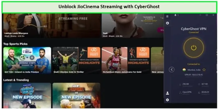 cyberghost-unblocked-jiocinema-in-USA