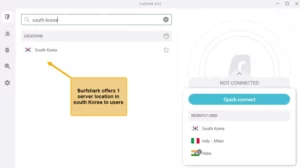 Surfshark-connected-to-a-South-Korean-server,-illustrating-its-local-access-capabilities.