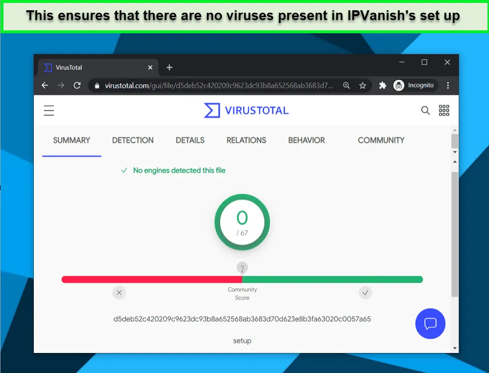 ipvanish-passed-virustotal-test