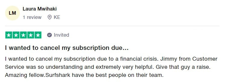 Recensione di prova gratuita di Surfshark su Trustpilot 2 in - Italia 