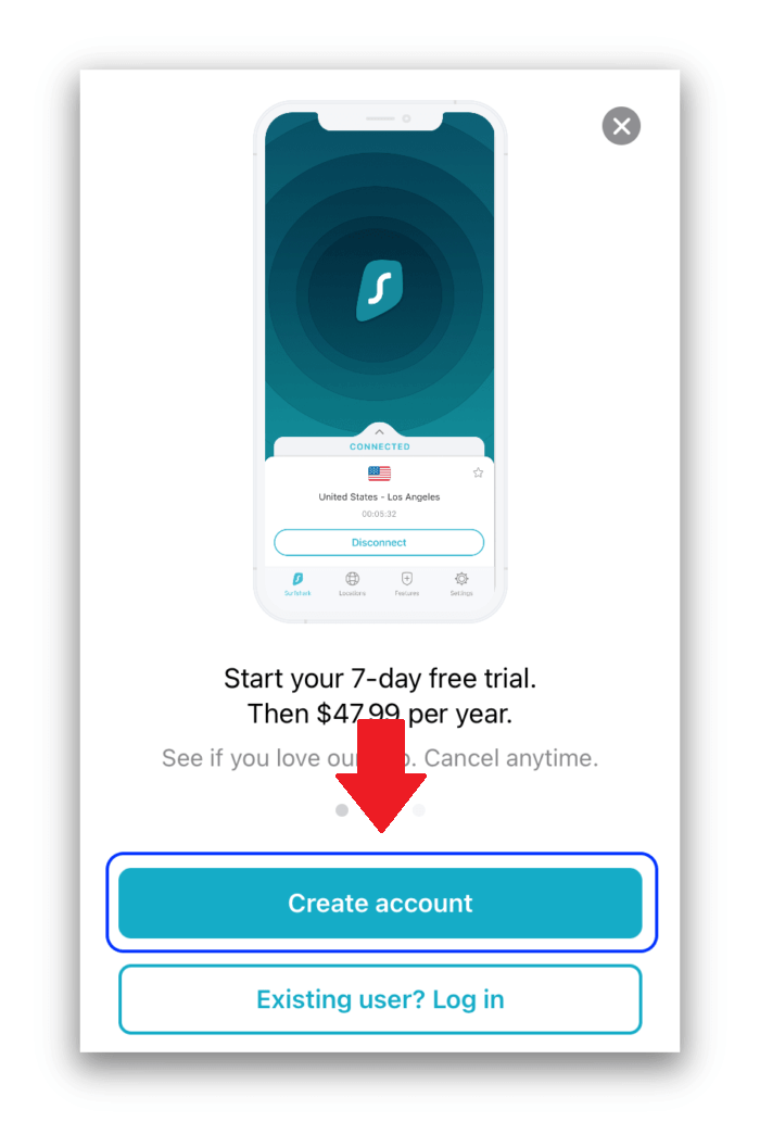 Prova gratuita di Surfshark iOS - Crea un account in - Italia 