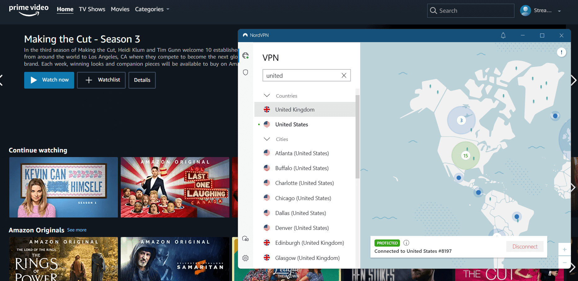NordVPN desbloqueó Amazon Prime con su prueba gratuita. in - Espana